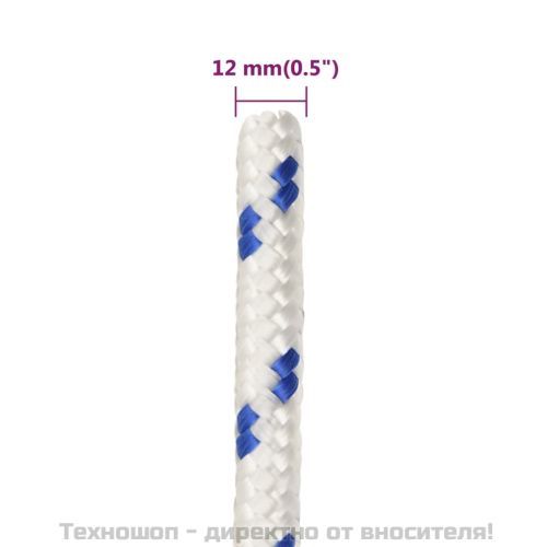 Въже за лодка бяло 12 мм 100 м полипропилен