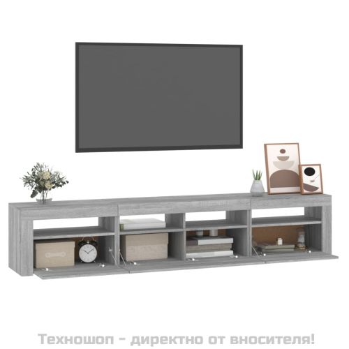 ТВ шкаф с LED осветление, сив сонома, 210x35x40 см