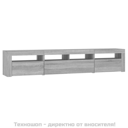 ТВ шкаф с LED осветление, сив сонома, 210x35x40 см