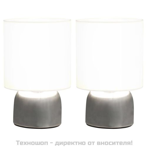 Настолни лампи, 2 бр, сензорен бутон, бели, E14