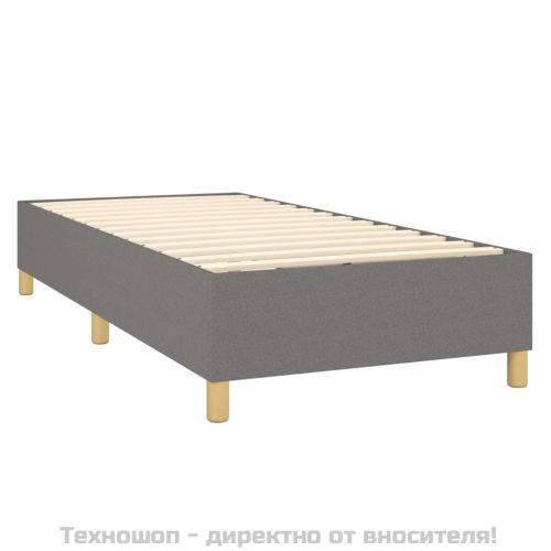 Рамка за легло с пружини, тъмносива, 90x190 см, плат