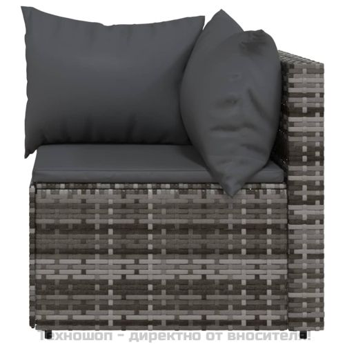 Градински ъглови дивани с възглавници, 2 бр, сиви, полиратан