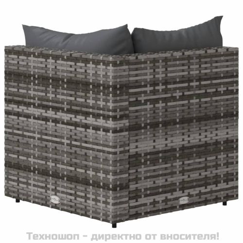 Градински ъглови дивани с възглавници, 2 бр, сиви, полиратан