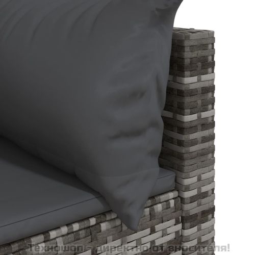 Градински ъглови дивани с възглавници, 2 бр, сиви, полиратан