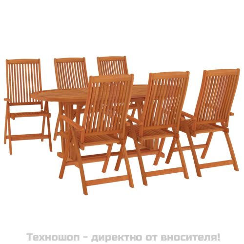 Градински трапезен комплект, 7 части, евкалиптово дърво масив