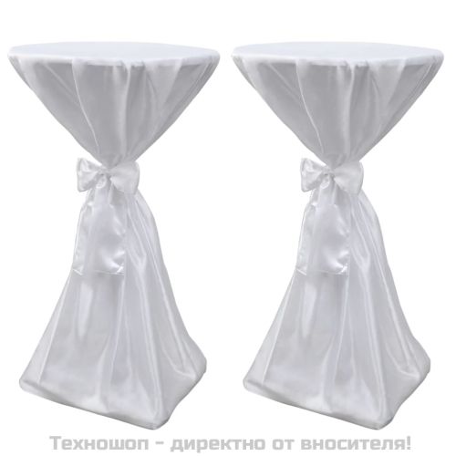 Покривки за маса с панделка, 60 см, бели – 2 броя