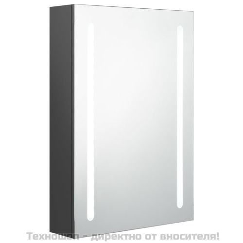 LED шкаф с огледало за баня, сив, 50x13x70 см