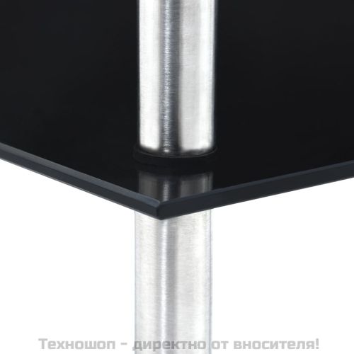 Етажерка с 4 рафта, черна, 30x30x100 см, закалено стъкло