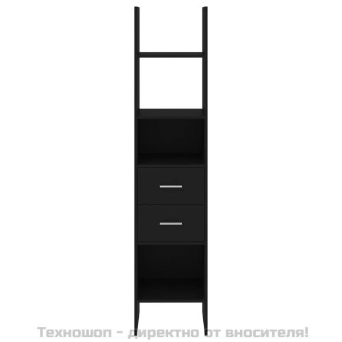 Библиотека, черна, 40x35x180 см, инженерно дърво