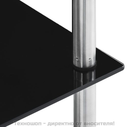 Етажерка с 6 рафта, черна, 40x40x160 см, закалено стъкло