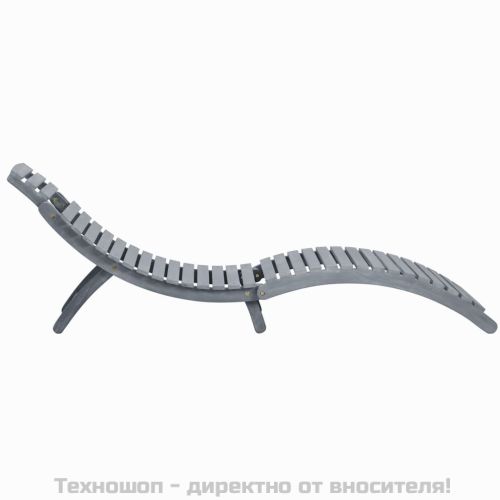 Шезлонг с възглавница, сив, масивно акациево дърво