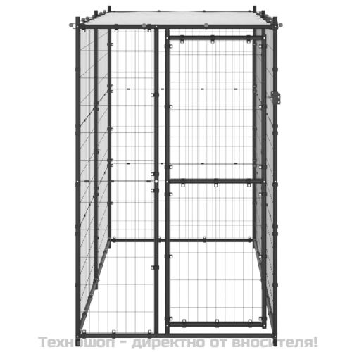 Външна клетка за кучета с покрив, стомана, 110x220x180 см