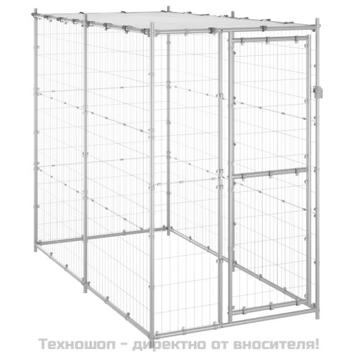 Външна клетка за кучета с покрив, стомана, 110x220x180 см