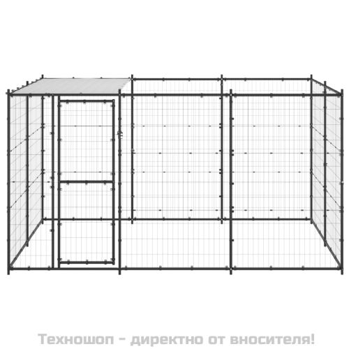 Външна клетка за кучета с покрив, стомана, 7,26 м²