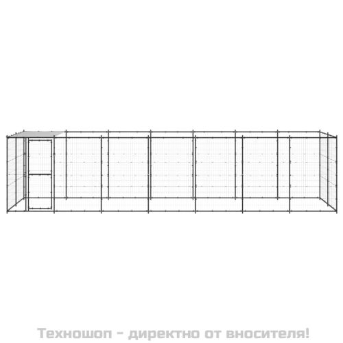 Външна клетка за кучета с покрив, стомана, 16,94 м²