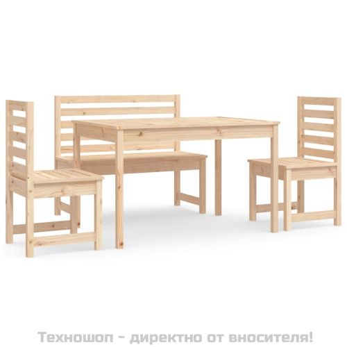 Градински трапезен комплект от 4 части, масивен бор