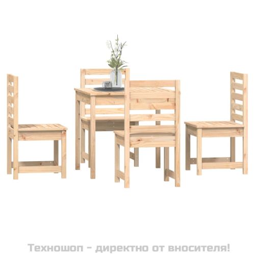 Градински трапезен комплект от 5 части, масивен бор
