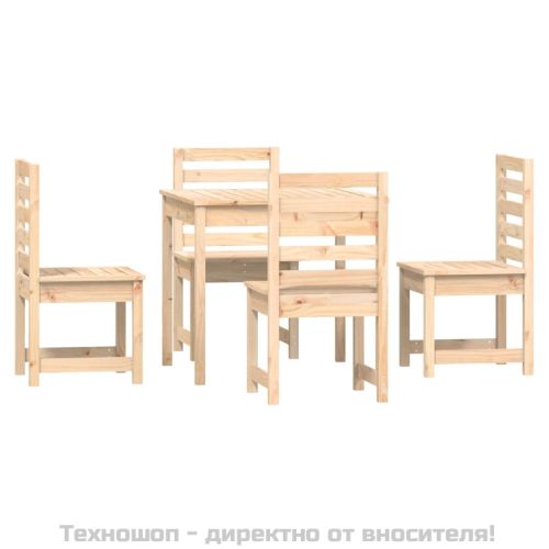 Градински трапезен комплект от 5 части, масивен бор