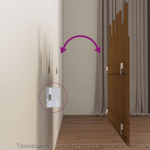 Стенна табла за спалня, меденокафява, 108x3x80 см, бор масив