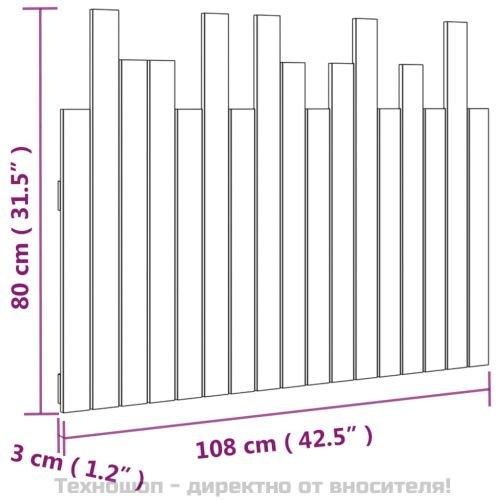 Стенна табла за спалня, меденокафява, 108x3x80 см, бор масив