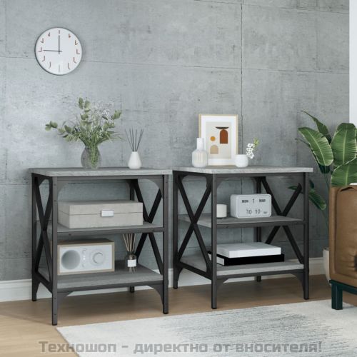 Странични маси, 2 бр, сив сонома, 40x42x50 см, инженерно дърво