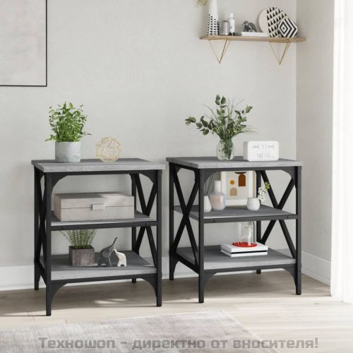 Странични маси, 2 бр, сив сонома, 40x42x50 см, инженерно дърво