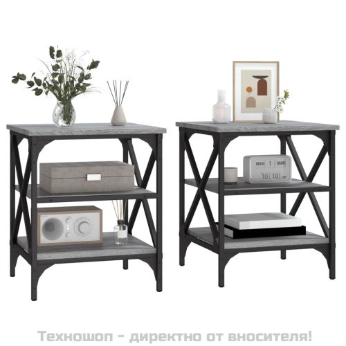 Странични маси, 2 бр, сив сонома, 40x42x50 см, инженерно дърво