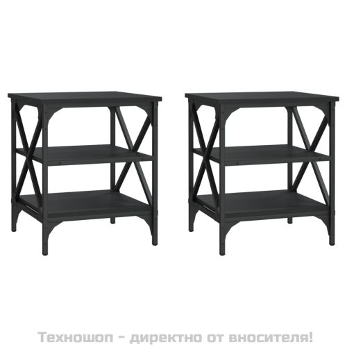 Странични маси, 2 бр, черни, 40x42x50 см, инженерно дърво