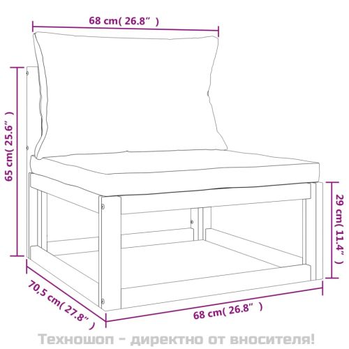 Градински комплект със светлосиви възглавници, 9 части, масив