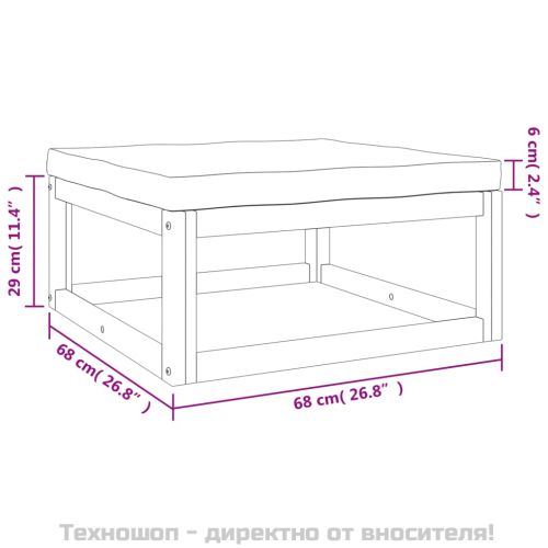 Градински комплект със светлосиви възглавници, 9 части, масив