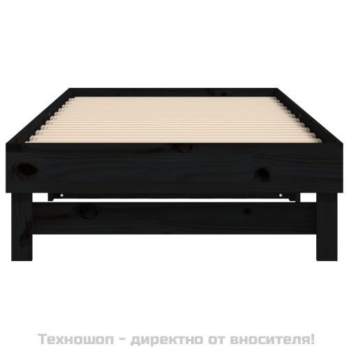 Разтегателно дневно легло, черно, 2x(90x190) см, бор масив