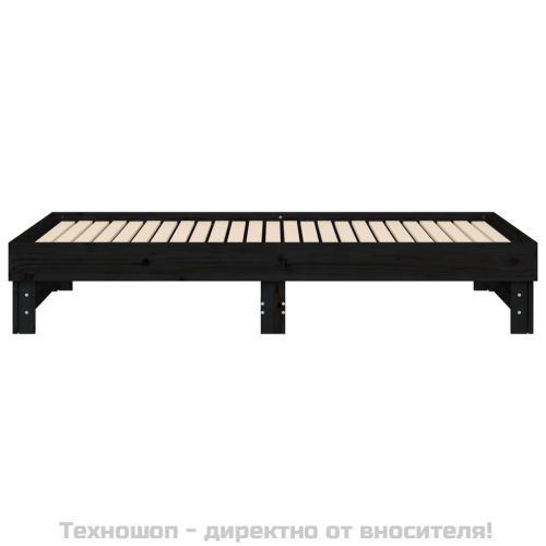 Разтегателно дневно легло, черно, 2x(90x190) см, бор масив
