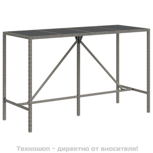 Градински бар комплект 9 части сив полиратан и акация масив