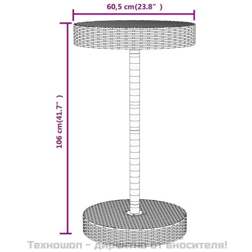 Градински бар комплект 3 части сив полиратан и акация масив