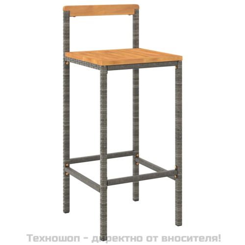 Градински бар комплект 9 части сив полиратан и акация масив