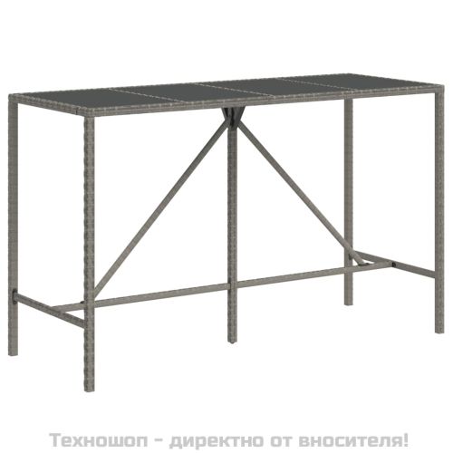 Градински бар комплект 9 части сив полиратан и акация масив