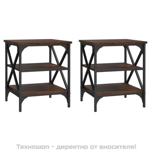 Странични маси, 2 бр, Кафяв дъб, 40x42x50 см, инженерно дърво