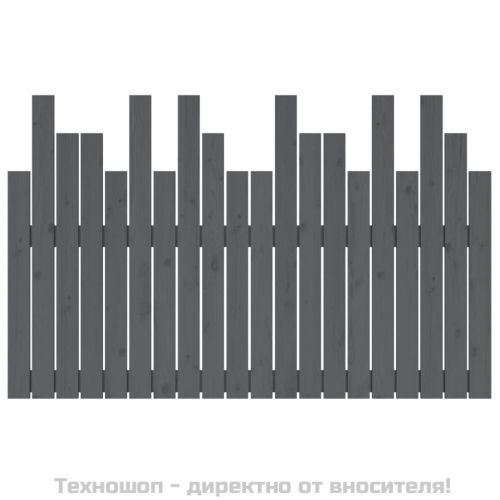 Стенна табла за спалня, сива, 127,5x3x80 см, борово дърво масив