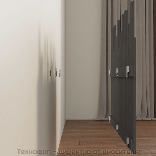 Стенна табла за спалня, сива, 127,5x3x80 см, борово дърво масив