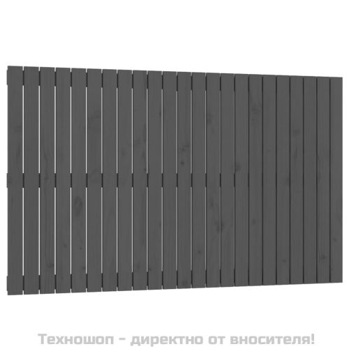 Стенна табла за спалня, сива, 147x3x90 см, борово дърво масив