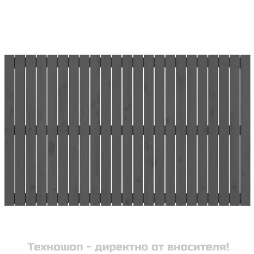 Стенна табла за спалня, сива, 147x3x90 см, борово дърво масив