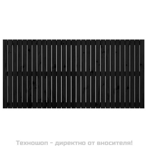 Стенна табла за спалня, черна, 185x3x90 см, борово дърво масив