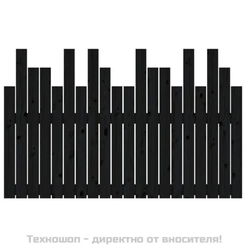 Стенна табла за спалня, черна, 127,5x3x80см, борово дърво масив