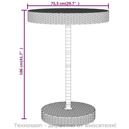 Градински бар комплект 5 части черен полиратан и акация масив