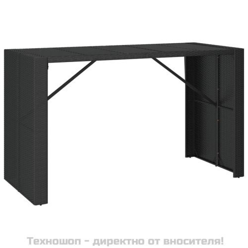 Градински бар комплект 9 части черен полиратан и акация масив