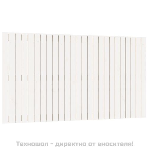 Стенна табла за спалня, бяла, 159,5x3x90 см, борово дърво масив