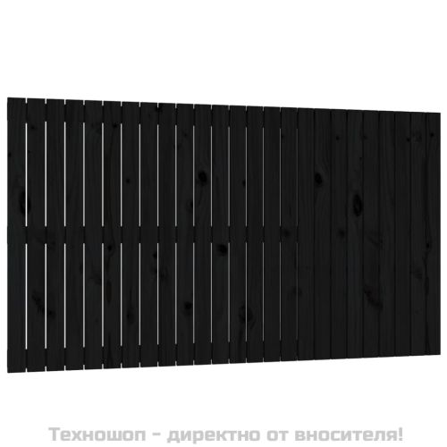 Стенна табла за спалня, черна, 159,5x3x90см, борово дърво масив
