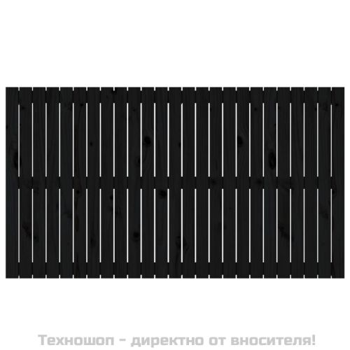 Стенна табла за спалня, черна, 159,5x3x90см, борово дърво масив