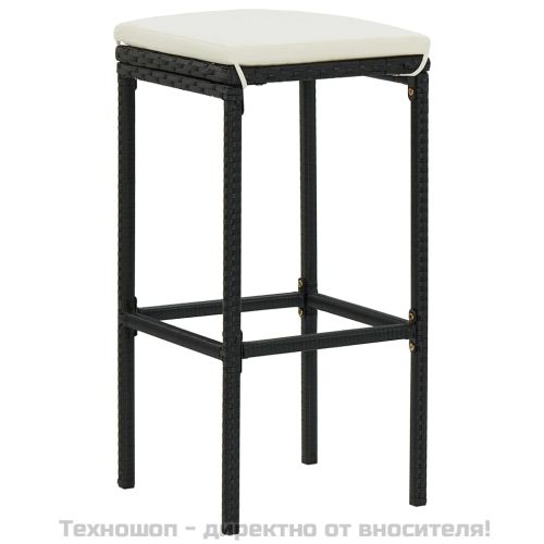 Градински бар комплект с възглавници 9 части черен полиратан