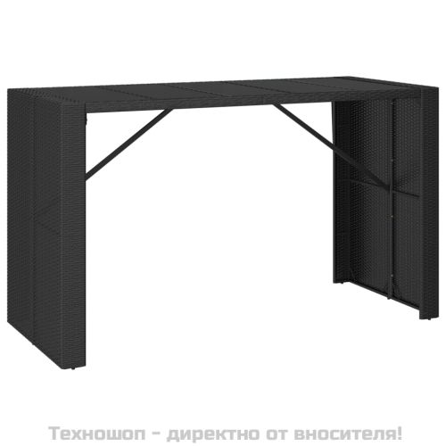 Градински бар комплект с възглавници 9 части черен полиратан